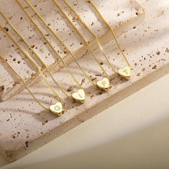 Elegant 14k Gold-Plated Heart Initial Necklace - Personalized Jewelry for Women - Picture 4 of 5